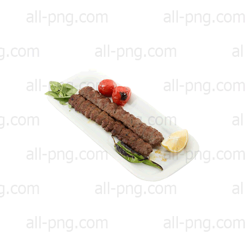 Free two kebab kubideh PNG download – preview of Iranian kebabs with vegetables on a plate