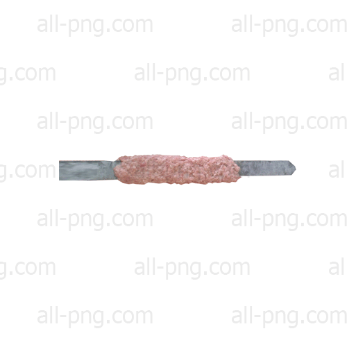 Preview of a free PNG image showing raw, uncooked Kabab Koobideh mixture on skewers.