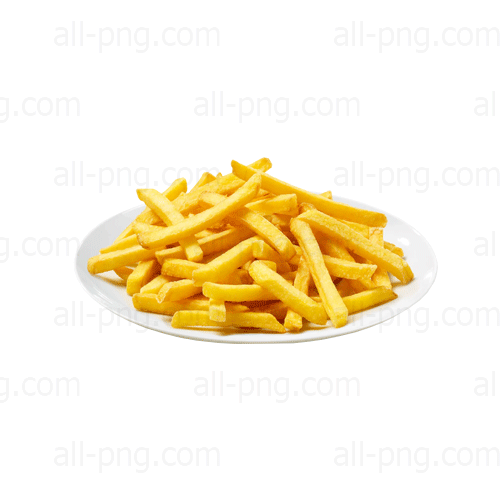Preview of generous serving crispy french fries on plate PNG image