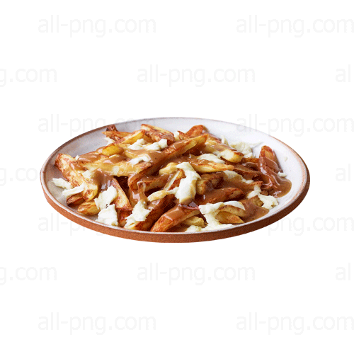 Preview of loaded cheese fries with red sauce PNG image